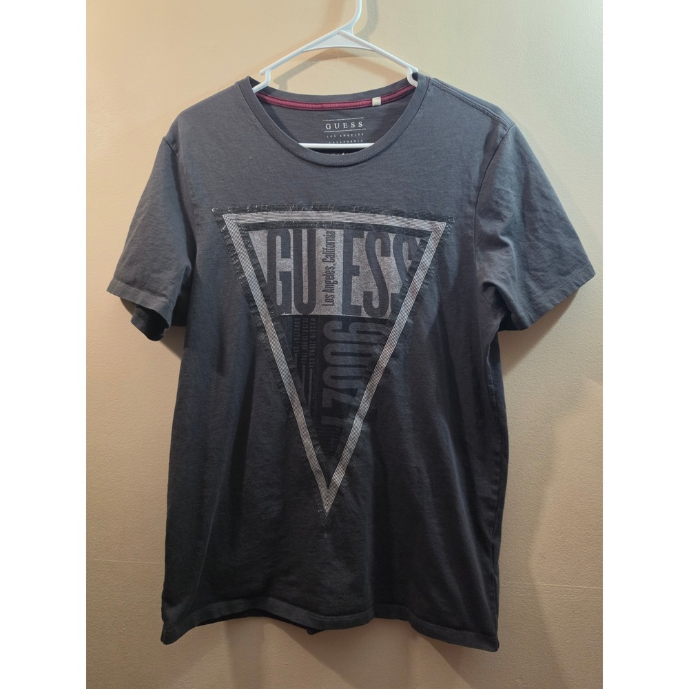 Guess Los Angeles California Graphic T-Shirt Mens Medium Charcoal Gray Logo Tee